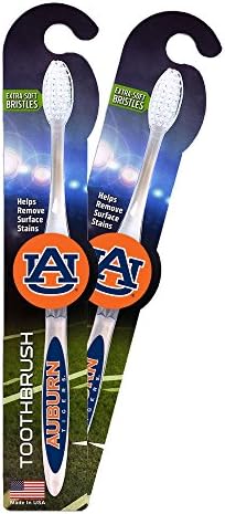 Worthy Promotional NCAA Auburn Tigers Toothbrush 2-pack. Sturdy Design, Soft Bristles