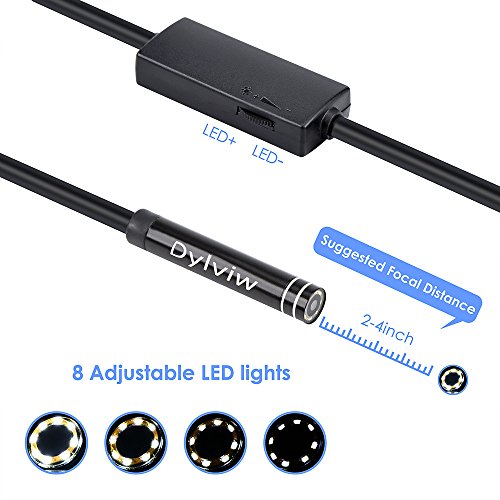 Dylviw 3 Meter(9.84ft) Rigid Cable USB C Endoscope Type C Borescope Inspection Camera 2.0 Megapixels HD Snake Camera for New Android Samsung Galaxy S8, S8 Plus, Google Pixel, Nexus 6p(Not for iPhone)