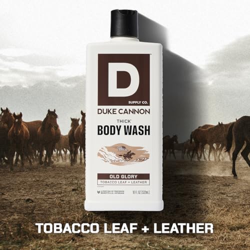 DUKE CANNON SUPPLY CO. THICK HIGH VISCOSITY BODY WASH BODY WASH – 3X THICKER, PLANT-BASED, MINERAL-ENRICHED BODY WASH FOR MEN – MENS BODY SCRUB – OLD GLORY, 18