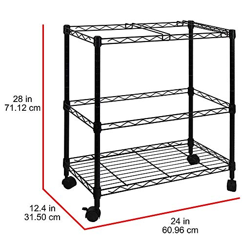Oceanstar Portable 2-Tier Metal Rolling File Cart, Black (Renewed)
