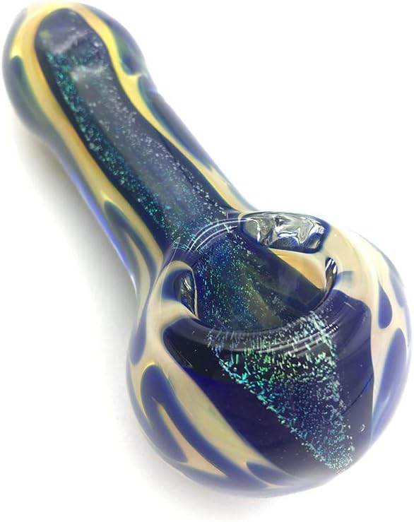 MYB 3.9 Inch Art Glass,Can be Used as a Collectible（Yellow Blue)