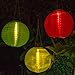 3 Solar Hanging Nylon Lanterns, Red, Yellow, and Green, 12