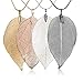 Jetloter 4 Pack Women's Real Natural Filigree Leaf Long Pendant Necklace Trendy Jewelry