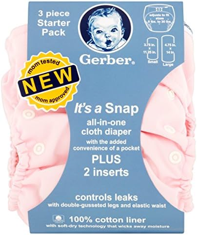 Branded Gerber All-in-One Cloth Diaper Starter Pack, 3 count , - Branded Diapers with fast delivery (Soft and Comfortable for Babies)