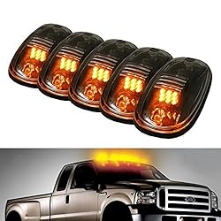 See KOMAS 5 Pcs Black Smoked Lens Amber LED Cab Roof Top Marker Lamp Clearance Running Light + T10 Set For 2003-2012 Dodge Ram 1500 /2500 /3500/ 4500 /5500 (Black Smoked Lens& Amber LED) Details