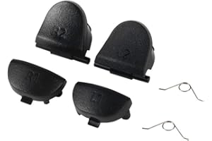 GGZone R2 R1 L2 L1 Replacement Trigger Buttons + Springs for Sony PS4 Controller (Black)