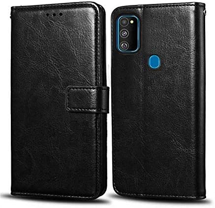 MOBICLONICS®Samsung Galaxy M30s Flip Case Leather Finish | Inside TPU with Card PocketsMagnetic Closure | 360 Degree Complete Protection Flip Cover for Samsung Galaxy M30s - Black