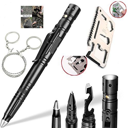 Multitools Tactical Pen Self Defense Pen(with Tactical Flashlight & Glass Breaker),Wallet Tool Pocket Tool 11 in 1 Credit Card Tool,Pocket Saw,3 Type/Set Tactical Gear For Fishing Hiking and Gift