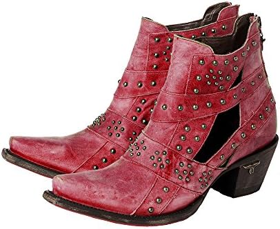 Lane Boots Women's Studs and Straps Boot, Red, 10.5 Medium US