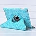 Ctech 360 Degrees Rotating Stand (Blue) Stylish Embossed Flowers Case for iPad 3 / The New iPad (3rd Generation) /iPad 2, Supports Smart Cover Wake/Sleep Function