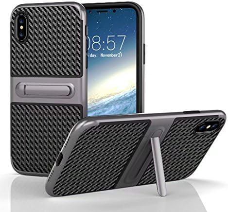 NEW IPHONE X Anti-Fall Protection Shockproof Cellphone Support Armor Hard TPU pc Cellphone case (Gray)