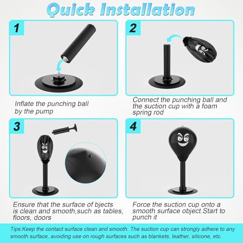 Desktop Punching Bag - Stress Buster - Heavy Duty Stress Relief Ball - Desk Boxing Punch Ball, Suction Cup Reflex Strain and Tension Toys, Funny Gag Toys for Kids, Coworkers, and Friends