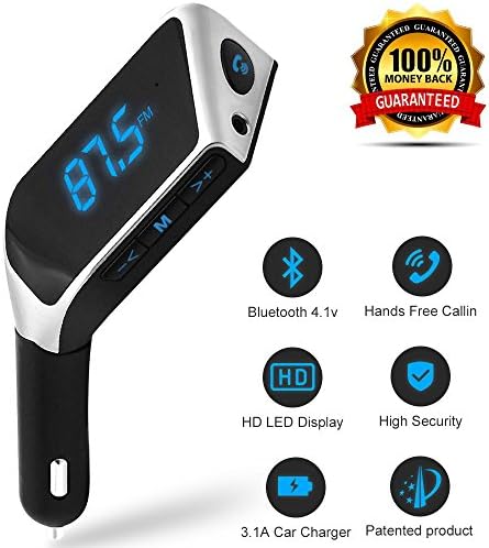 Bluetooth FM Transmitter For Car, LUTU Car Bluetooth AM FM Radio Transmitter Receiver for Car Aux Adapter Kit With Dual USB Car Charger,Hands Free call for Iphone, Ipad,Smartphones-SILVER