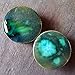 Pair - Peacock Green Glass Essential Oil Ear Plugs Organic Handmade Ceramic Double-Flared Body Jewelry
