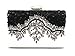 Shiratori Women's Vintage PU Beaded Square Clip Clasp Evening Clutch Crossbody Bag Purse