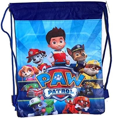 SKS Express Cartoon Drawstring Backpack Bag for Kids (Paw Patrol Group Pose Blue)