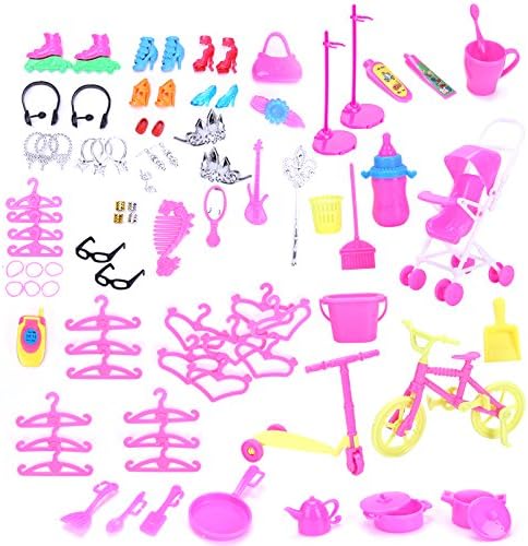 zhihu 98 pcs Barbie Accessories Accessory Pack for Barbie Dolls Barbie Accessories Gift Packs Christmas Gift
