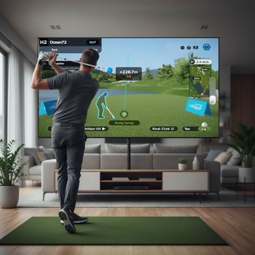 PHIGOLF Home Golf Simulator with Swing Stick – Indoor & Outdoor Golf Game, Motion Sensor Swing Trainer, Play 38,000+ Courses, Family Fun, Compatible with iOS, Android & E6 Connect