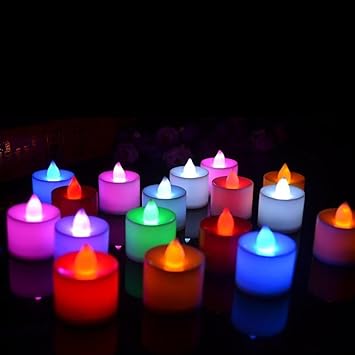 Improvhome Multicoloured Battery Operated Led Tealight Candles / Christmas Decoration Pack Of 12 Candle Multi