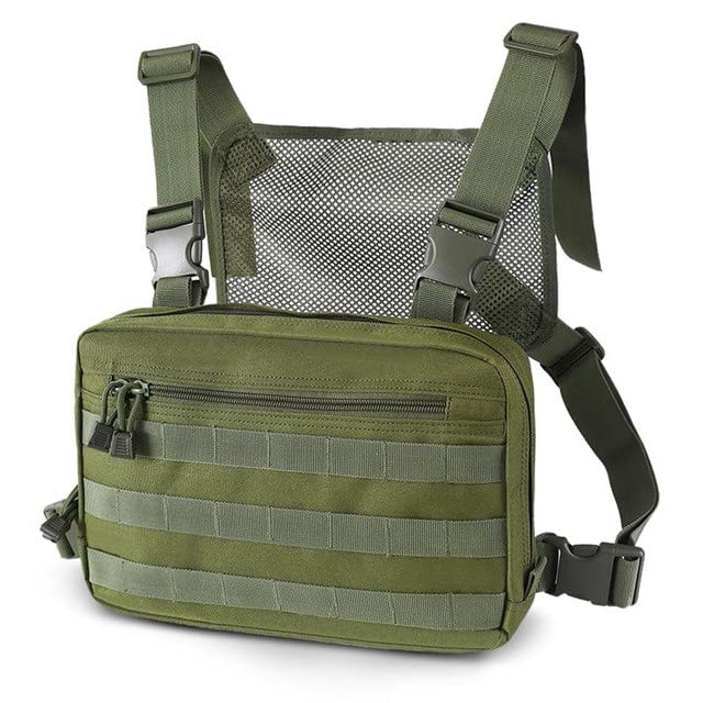 Clape Functional Chest Bag Tactical Molle Chest Pack Hip Hop Streetwear Rig Pouch Combat Vest Pouch Laptop Backpack Green BDB03