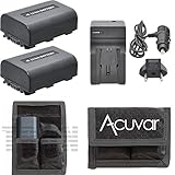 2 NP-FH50 Batteries + Car / Home Charger + Acuvar Battery Pouch for Sony DCR-SR42A, DCR-SR45, DCR-SR46, DCR-SR47, DCR-SR48, DCR-SR48E, DCR-SR50, DCR-SR52, DCR-SR55, DCR-SR55E, DCR-SR57, DCR-SR57E and Other Models