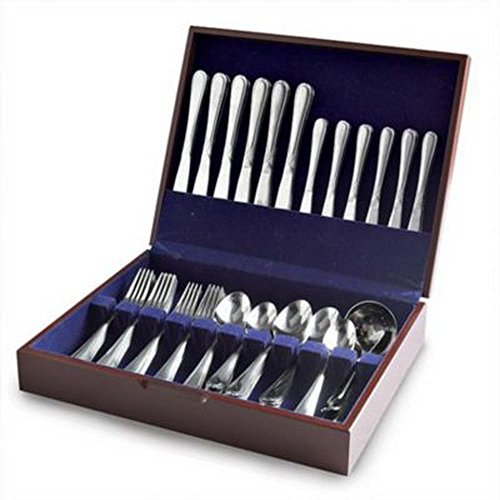 Hampton Forge Bouquet Mirror 18/10 stainless steel Cutlery 80 Piece Flatware Set with Storage Chest, Service for 12