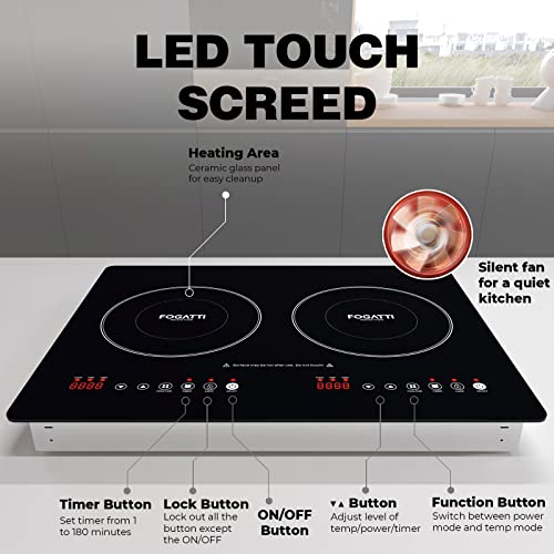 FOGATTI RV Built in Electric Induction Cooktop 1800 Watt with Load