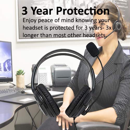 Discover D722U Noise Cancelling USB Wired Headset For Computer Softphone Applications like Ringcentral, Nextiva, 8x8, Jive, Vonage, Cisco, Microsoft Teams, Avaya, Skype, Zoom And More- 3 Year Warranty