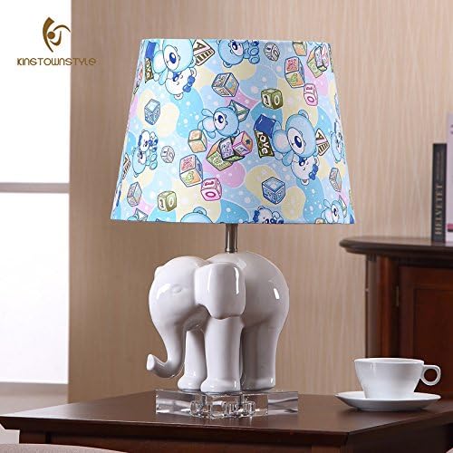 LINA-Elephant creative lamp bedroom bed lamps children a trendy and cozy sweet white porcelain decorated study Lamps