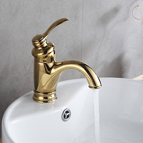 Antique faucet/Continental Gold full sit-hole copper hot and cold wash basin faucet retro-A