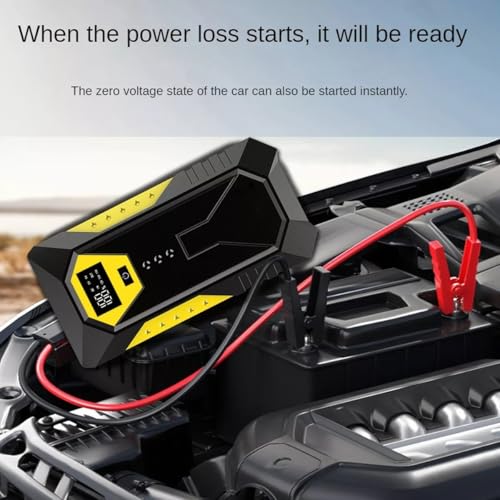 YHDZSW Arrancador de Batería de Coche, 2500A 26800mAh Arrancador Portátil de Batería de Coche, Arrancador de Baterias de Auto con Pantalla Digital Carga Rápida USB y Linterna