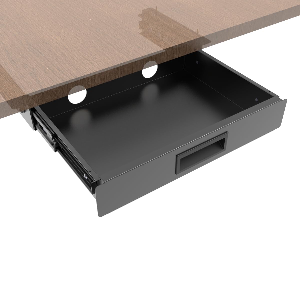 Photo 1 of QiaoYoubang 13 Inch Wide Under Desk Sliding Drawer- Pull Out Storage Organizer with Handle at office or home for Sit Standing Workstation, Black