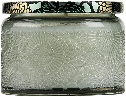 Voluspa French Cade and Lavender Petite Embossed Glass Jar Candle, 3.2 oz.