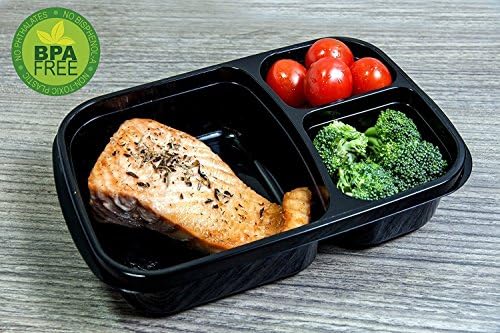 Orgalif Lunch Containers for kids 3-Comparment Reusable Plastic Bento Lunch Box (1 Piece) (Black)