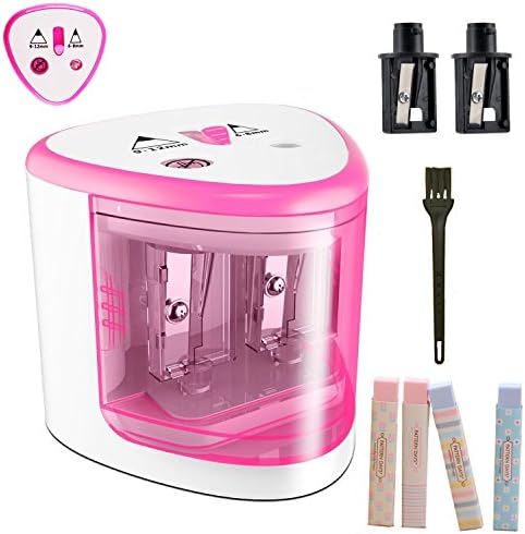 TENWIN Electric Pencil Sharpener, Battery-Powered,, High-Speed Automatic, best for Colored and No. 2 Wood Graphite Pencils, for Home Office School Classroom Adults Kids (pink)