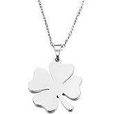 Elegant Stainless Steel Four Leaf Clover Necklace for Women – Gold Clover Pendant Necklace, Irish Shamrock Jewelry, Perfect Gold Clover Necklace for Women, 4 Leaf Clover Necklace, Lucky Charm Jewelry