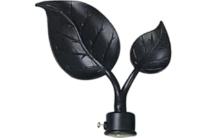 JUESI Iron Metal Replacement Finials for 22mm Curtain Rods, Leaf Shaped Decorative Drapery Rod Finials, Set of 1 (a)