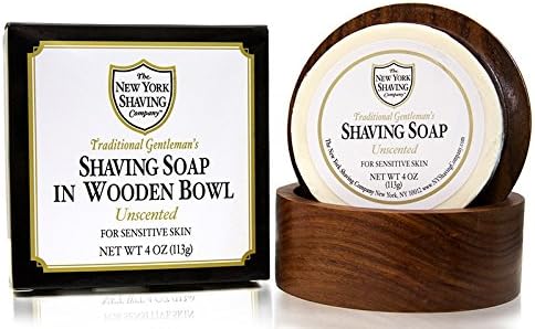 The New York Shaving Company Unscented Shaving Soap in Wooden Bowl