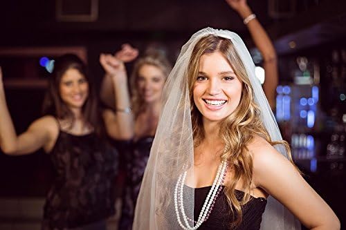 Bachelorette4Ever Premium Quality Bride to be White Double Ribbon Wedding Veil + Comb &amp; Sash- The perfect Bridal Veil Kit for Bridal Showers &amp; Bachelorette Parties (clearance sale)