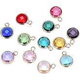 Adabele 5 sets Grade A Mixed Birthstone Charm 10mm Crystal Pendant Drop Bead 18K Yellow Gold Plated (60pcs) For DIY Craft Jewelry Making CCP25
