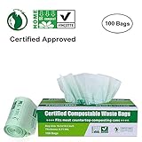 Primode 100% Compostable Bags 2.6 Gallon Food Scraps Yard Waste Bags, Extra Thick 0.71 Mil. ASTMD6400 Biodegradable Compost Bags Small Kitchen Trash Bags, Certified By BPI And VINCOTTE, (100)