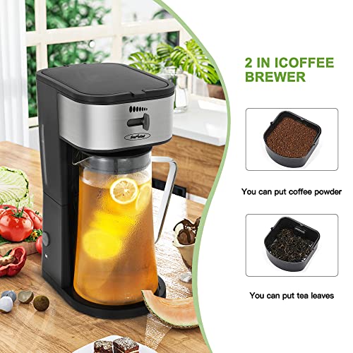 Sunvivi Iced Tea Maker with 3 Quart Glass Pitcher, Iced Coffee Maker Brewing System with