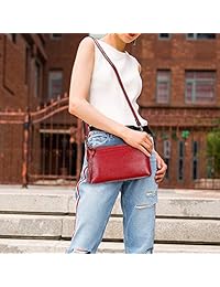 S-ZONE - pequeño bolso de hombro de piel genuino - Crossbody Bolsa Simple bolso de mano
