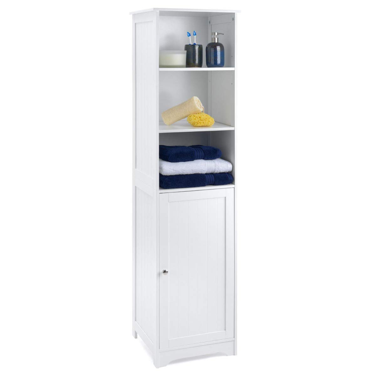 Christow White Tallboy Bathroom Free Standing Wooden Storage