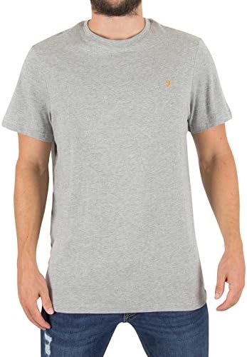 Farah Vintage Men's Denny Slim Solid Logo T-Shirt, Grey, X-Large
