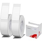 NIIMBOT D11 D110 D101 Label Maker Paper, Adapted Label Print Paper, (2Rolls) Thermal Sticker Paper 0.59"x 1.18" Waterproof Self Adhesive Labeling Tape(2 Rolls, White)