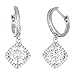 Mia Sarine Womens Cubic Zirconia Drop Dangle Huggie Bridal Earrings in Rhodium over Sterling Silver