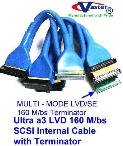 SuperEcable - 20496-10 160 M/bs SCSI Internal Cable with Terminator - Round Ultra a3 LVD - 9 Drive