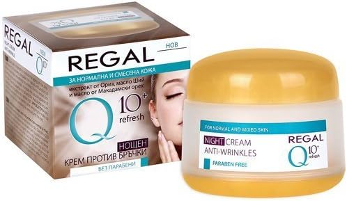 ANTI-WRINKLE NIGHT CREAM Q 10+ REFRESH With Shea butter and Rice extract Especially created to control the aging of the skin For normal and mixed type of skin by Rosa Impex