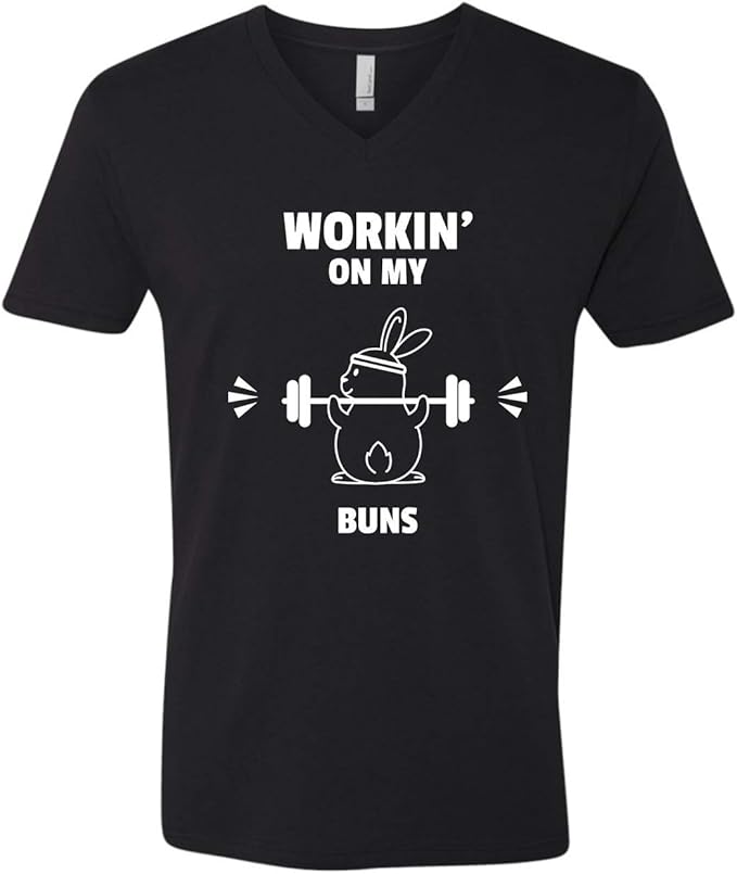 Tenacitee Men's Working on My Buns VNeck TShirt Clothing